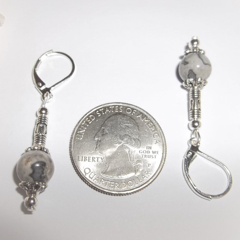 Gray Earrings, Grey Earring, Gray, Grey, Earrings, Earrings, Dangle Earring 7438 - Picture 3 of 7